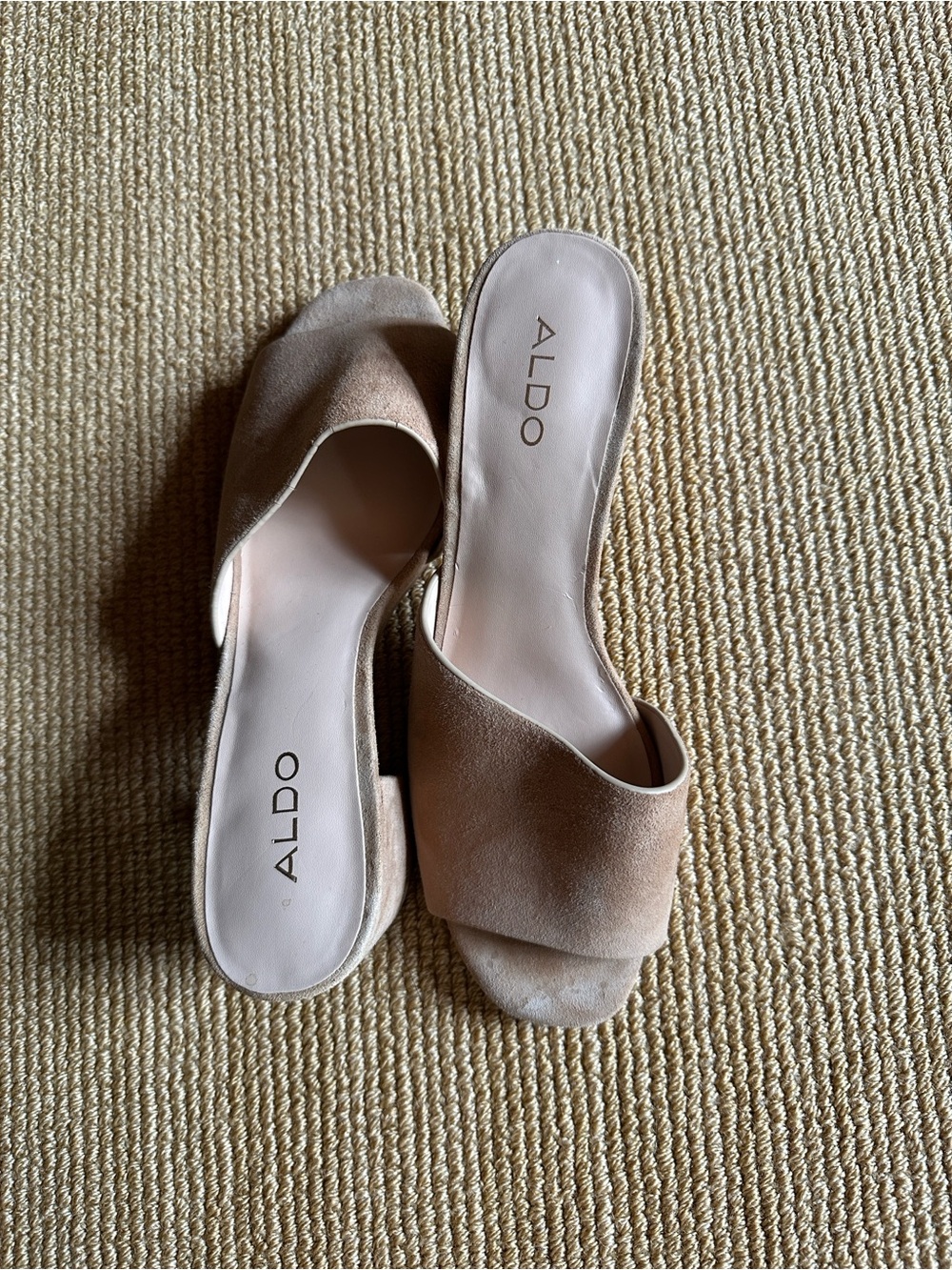 ALDO Beige Suede Open-Toe Slide Mules